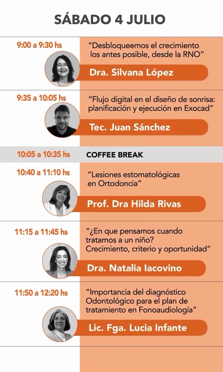 Jornadas 2 Días con La Ortopedia y La Ortodoncia 2026 - Agenda Sábado 5 de julio