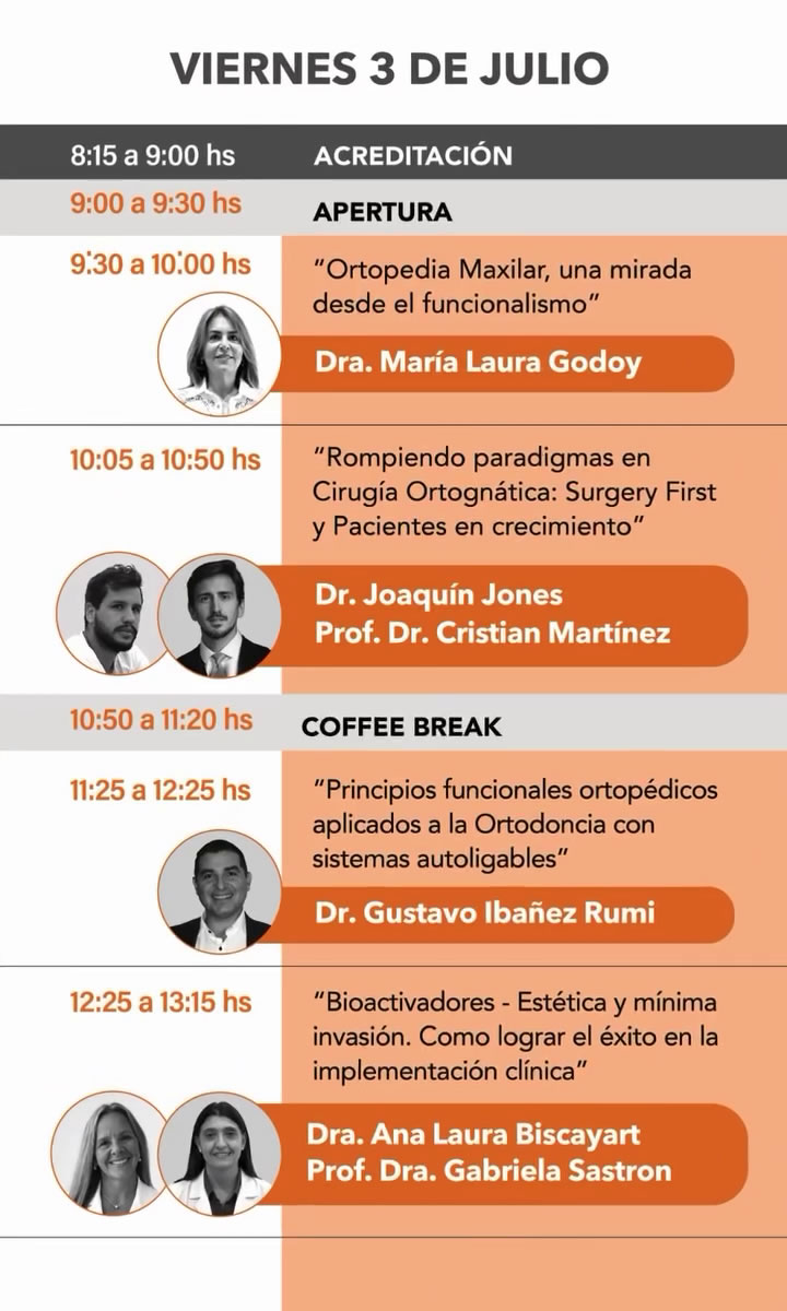 Jornadas 2 Días con La Ortopedia y La Ortodoncia 2026 - Agenda Viernes 4 de julio