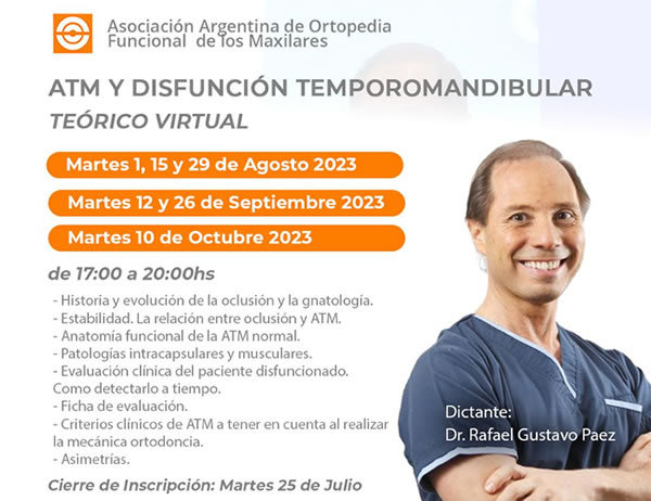 Curso Multidisciplinario - ATM Y DISFUNCIN TEMPOROMANDIBULAR (MUL05) - Dr. Rafael Gustavo Paez.